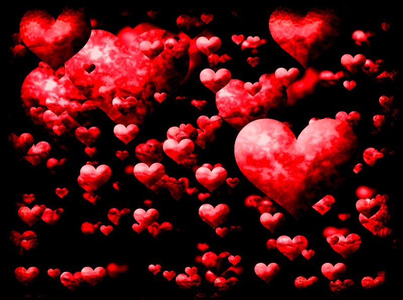 Red Hearts Floating — Romantic, Digital Art