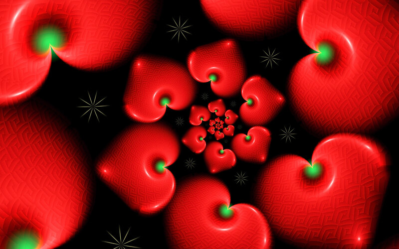 Red hearts fractal pattern