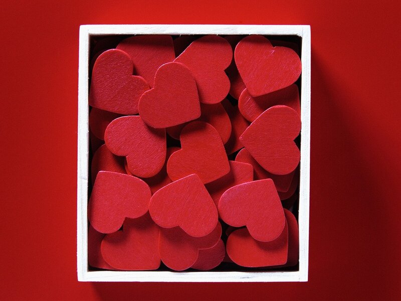 Red Hearts in a Box