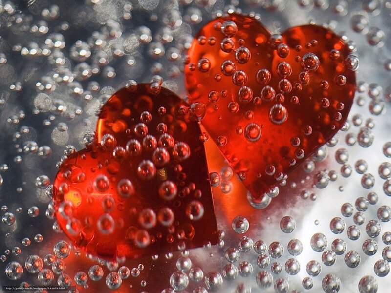 Red hearts in bubbles