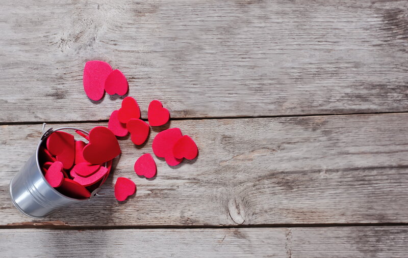 Red Hearts in Bucket