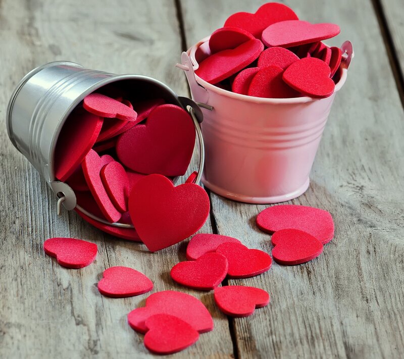 Red Hearts in Buckets — Romantic