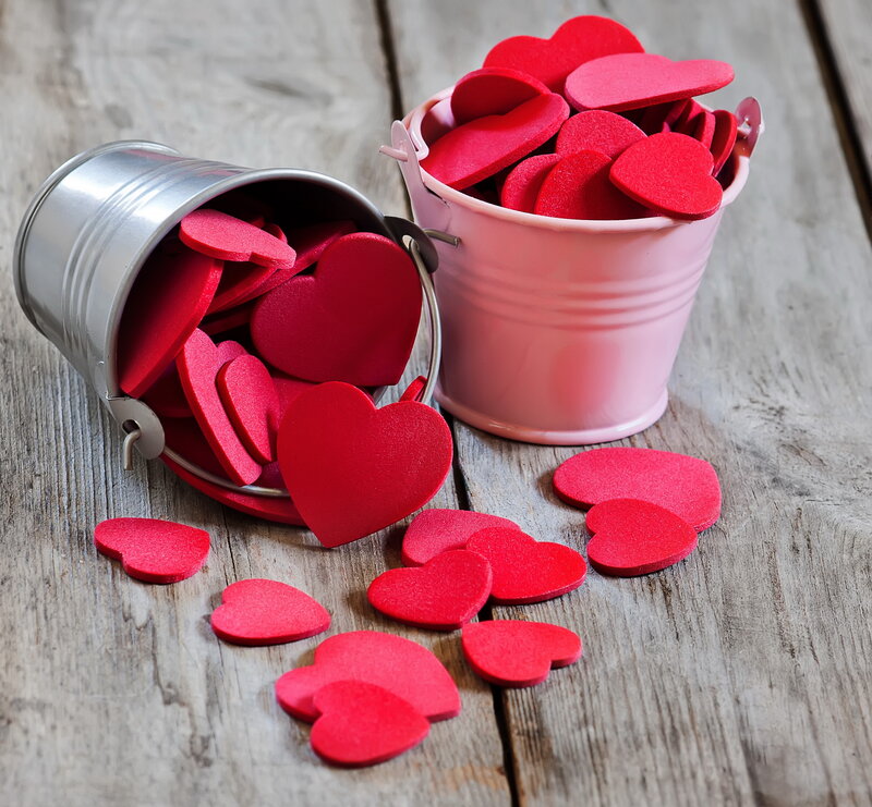 Red Hearts in Buckets