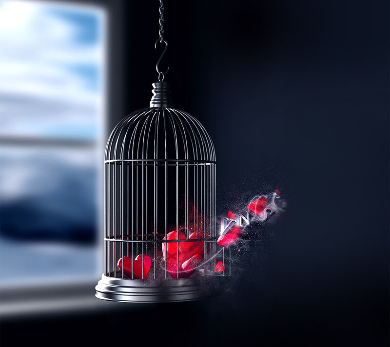 Red Hearts in Cage