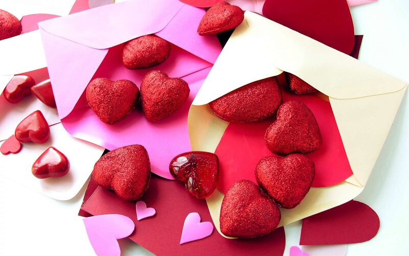 Red Hearts in Envelopes — Festive, Photograph