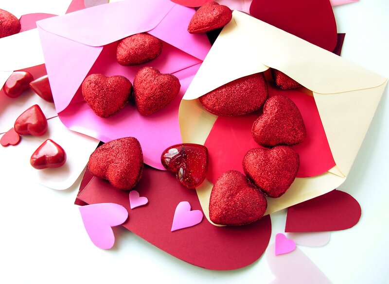 Red Hearts in Envelopes — Festive
