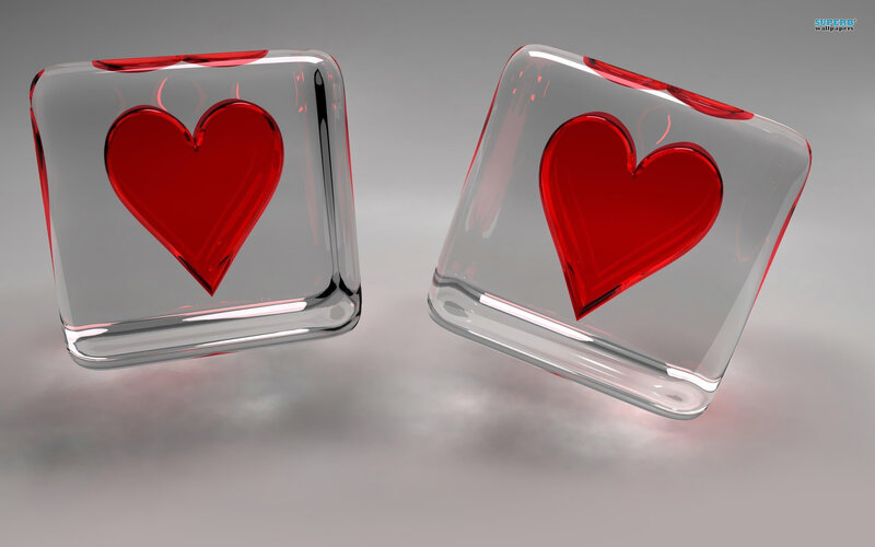 Red Hearts in Glass Cubes — Calm
