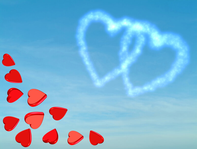 Red Hearts in Sky — Blue