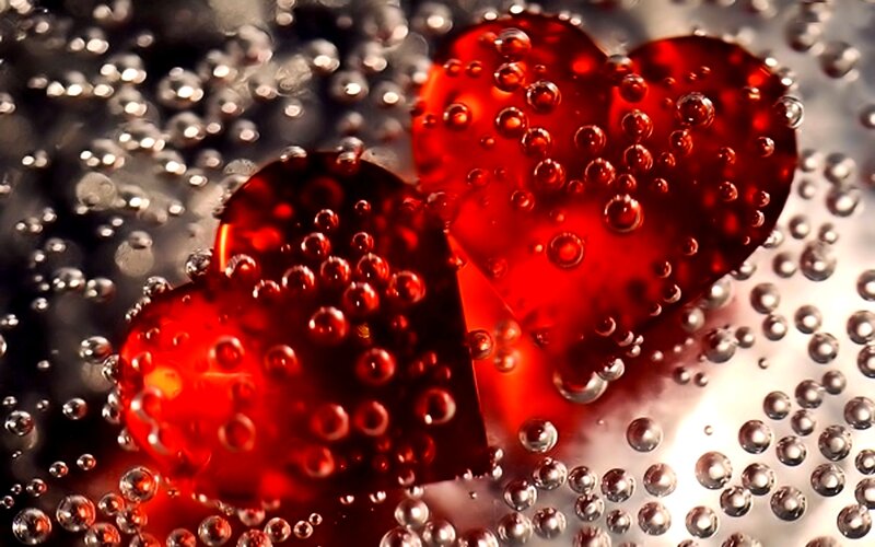 Red Hearts in Water — Dramatic
