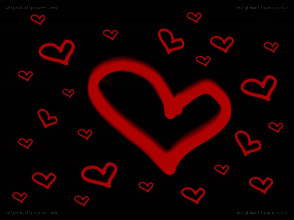 red hearts on black background