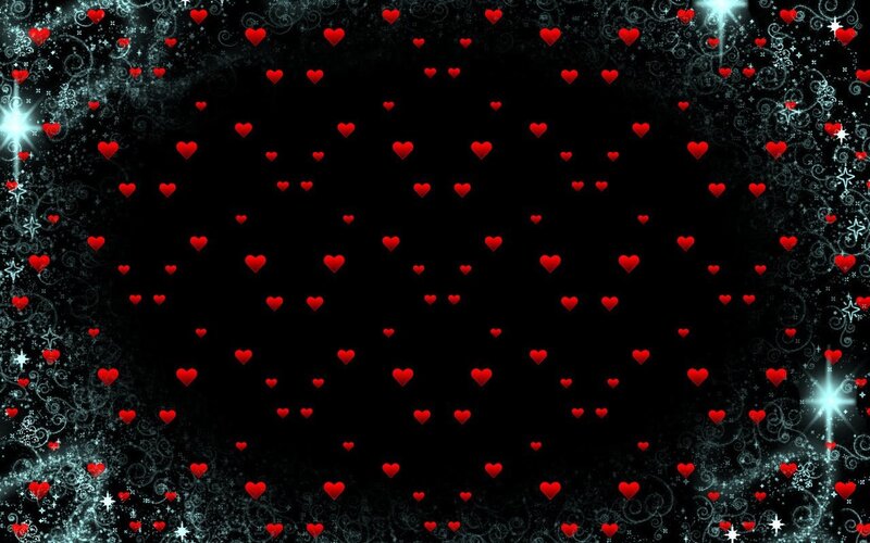 Red Hearts on Black Background — Romantic