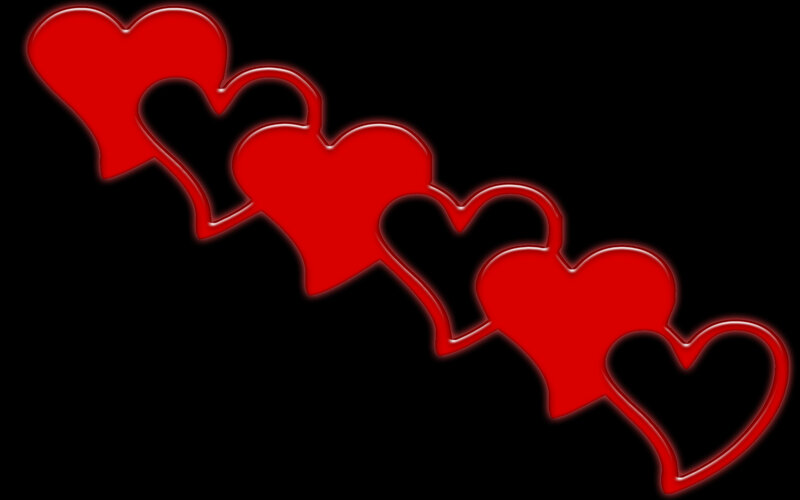 Red Hearts on Black — Romantic