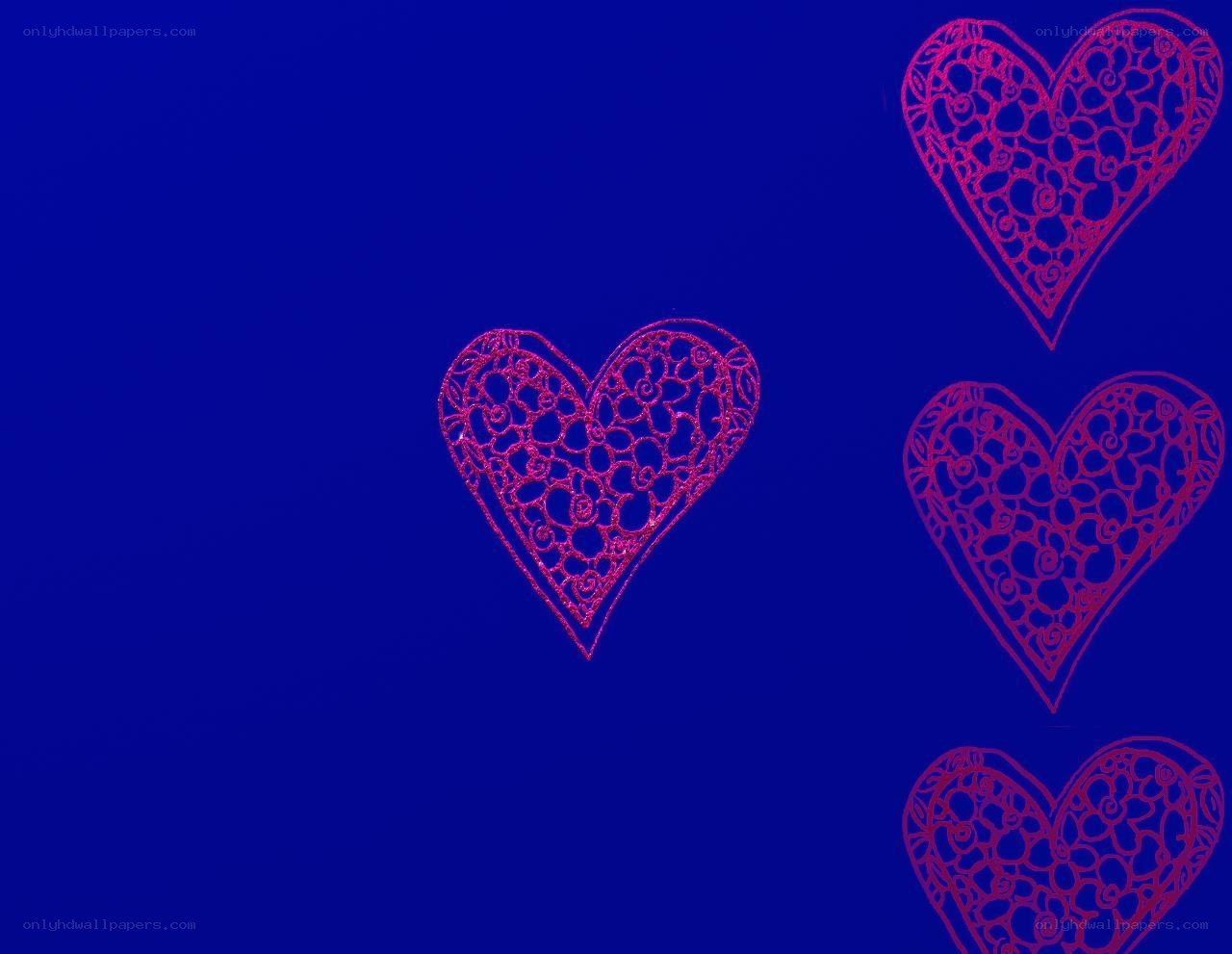 red hearts on blue background