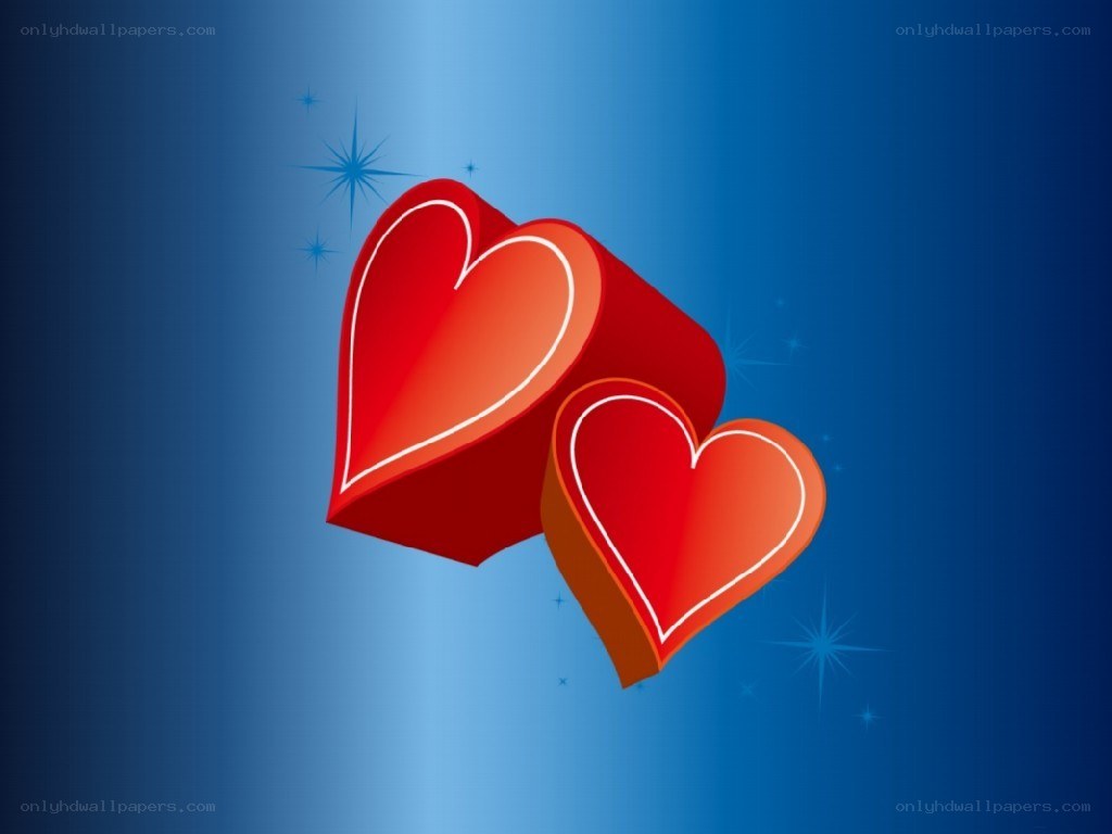 red hearts on blue background