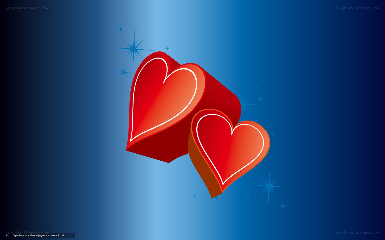 Red hearts on blue background