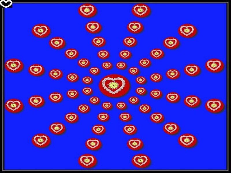 Red Hearts on Blue