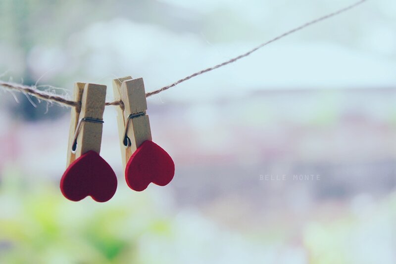 Red Hearts on Clothespins