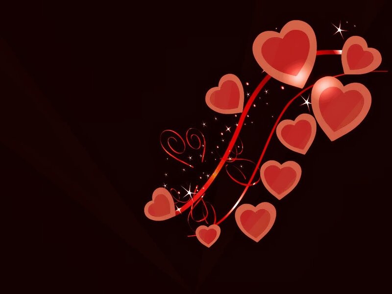 Red Hearts on Dark Background — Black