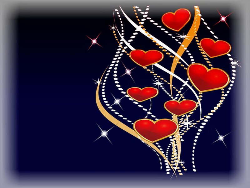 Red Hearts on Dark Background — Blue
