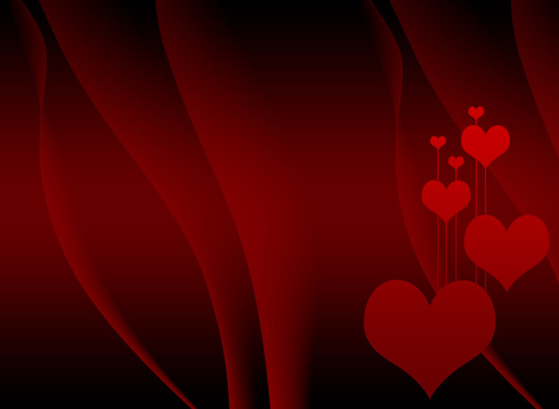 Red Hearts on Dark Background — Romantic, Vector Art