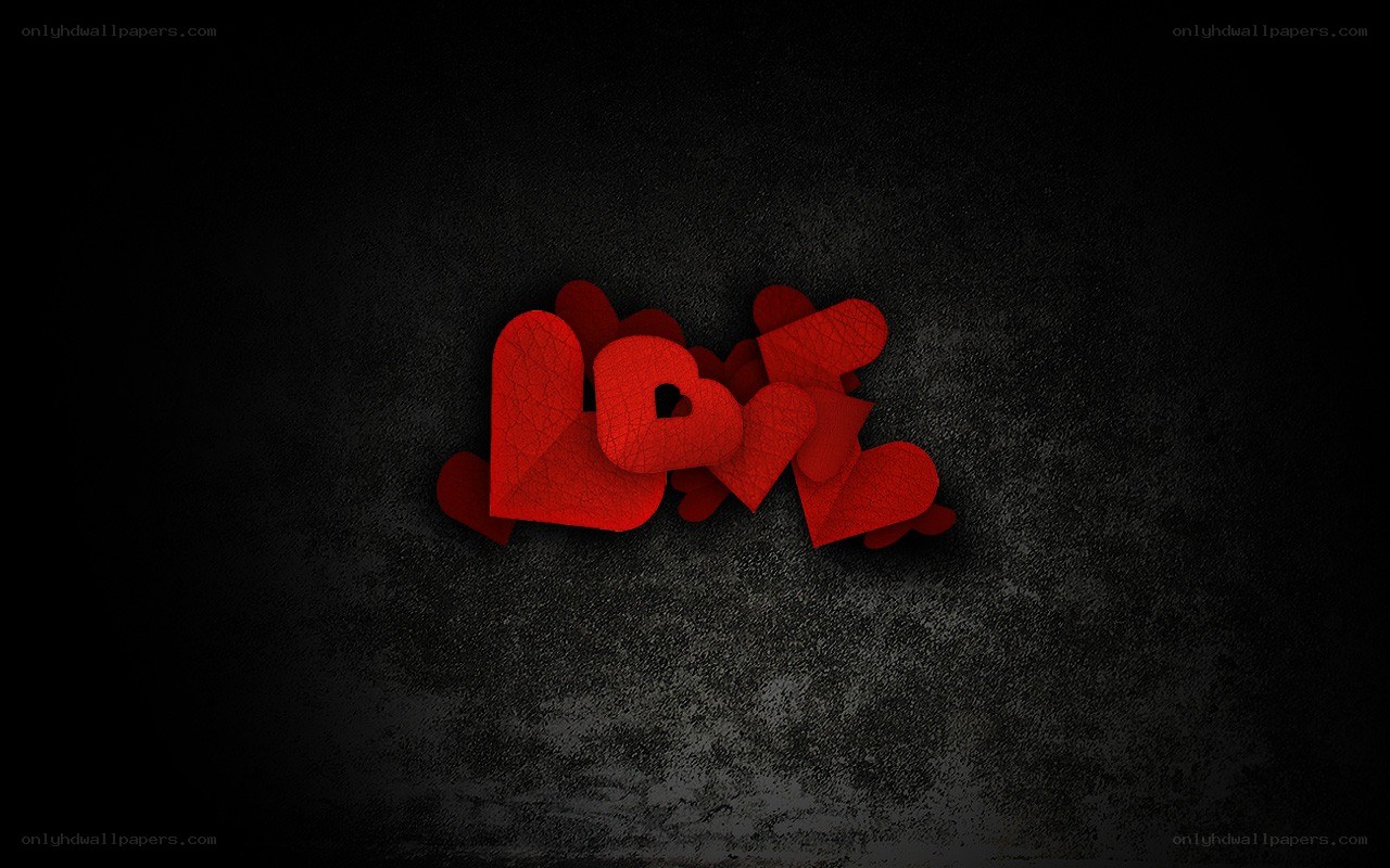 Red hearts on dark background