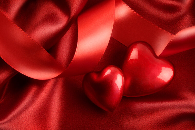 Red Hearts on Fabric