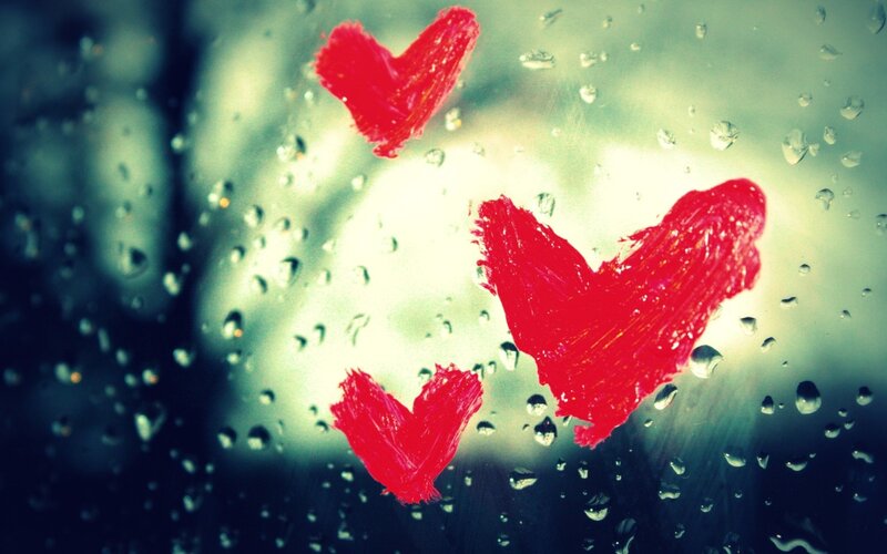 Red Hearts on Glass — Romantic, Photograph