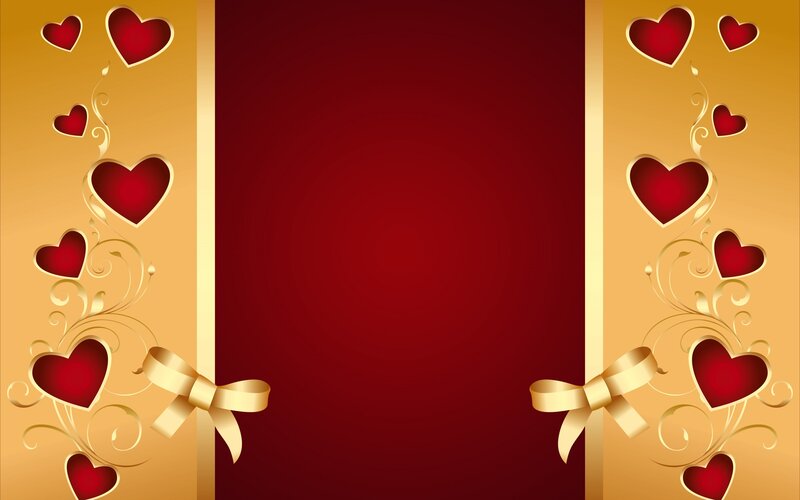 Red Hearts on Gold Background