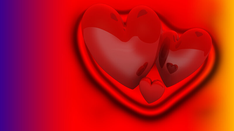 Red hearts on gradient background