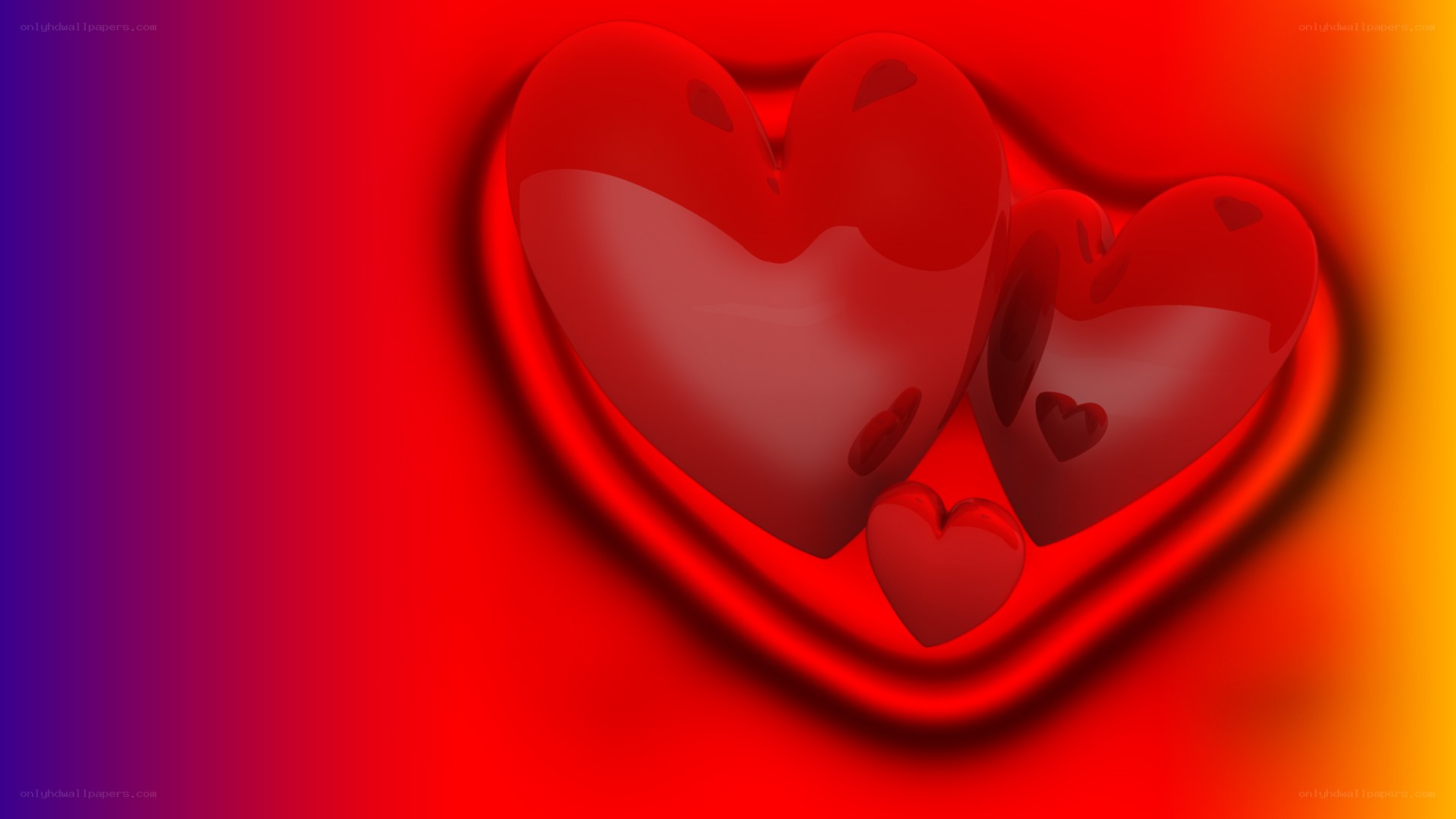 Red hearts on gradient background
