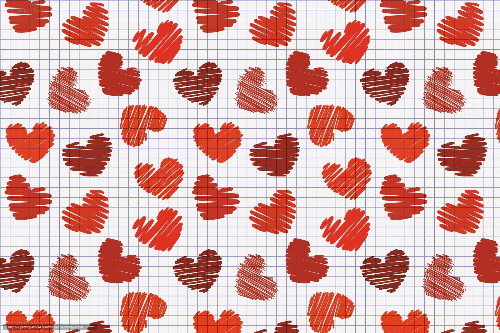 red hearts on graph paper