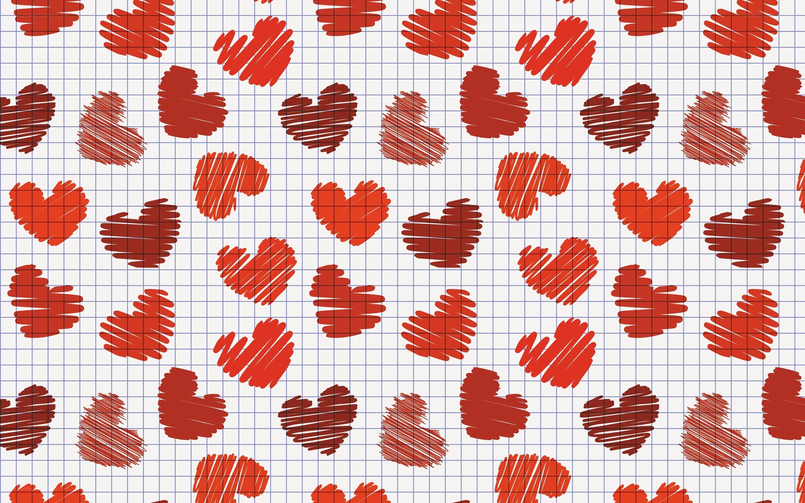 red hearts on graph paper
