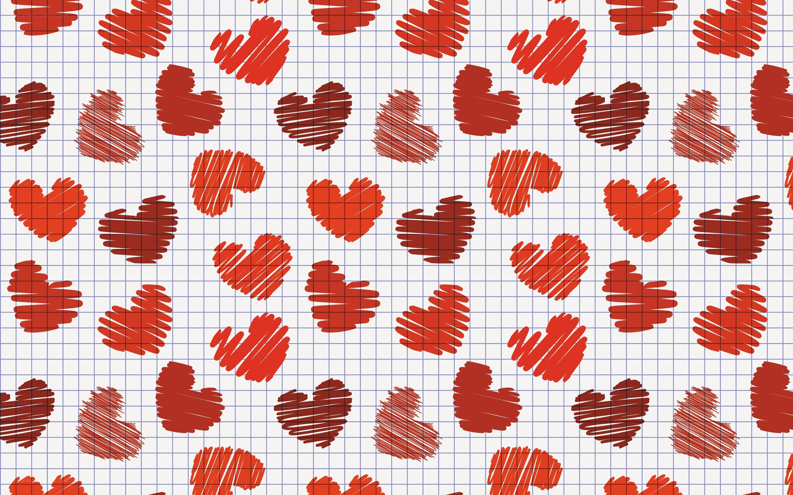 red hearts on graph paper