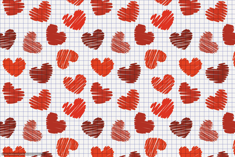 Red Hearts on Graph Paper — Playful, Illustration