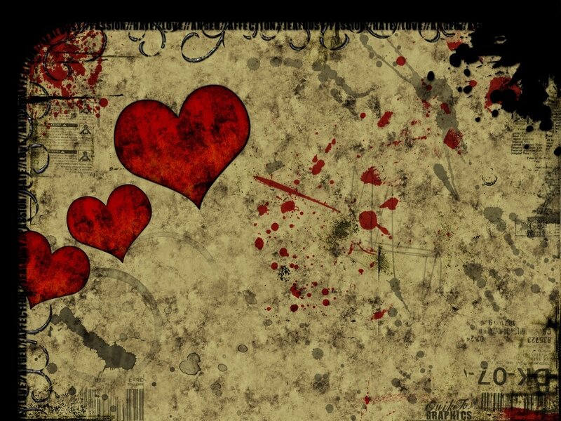 Red Hearts on Grunge Background