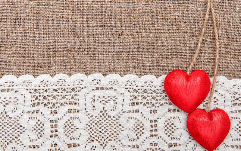 Red Hearts on Lace