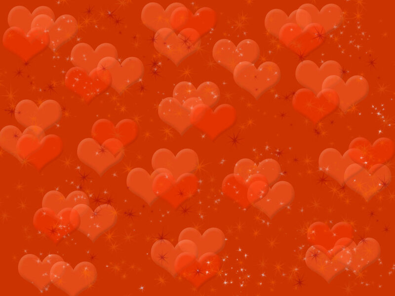 Red Hearts on Orange