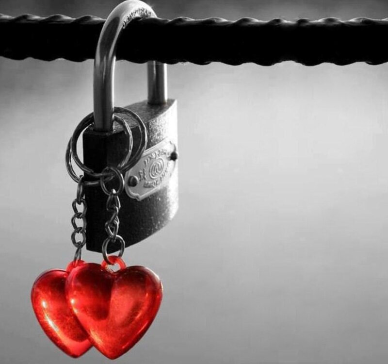 Red Hearts on Padlock