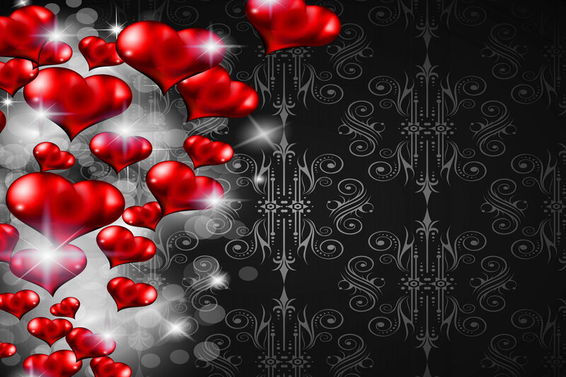 Red Hearts on Patterned Background — Romantic