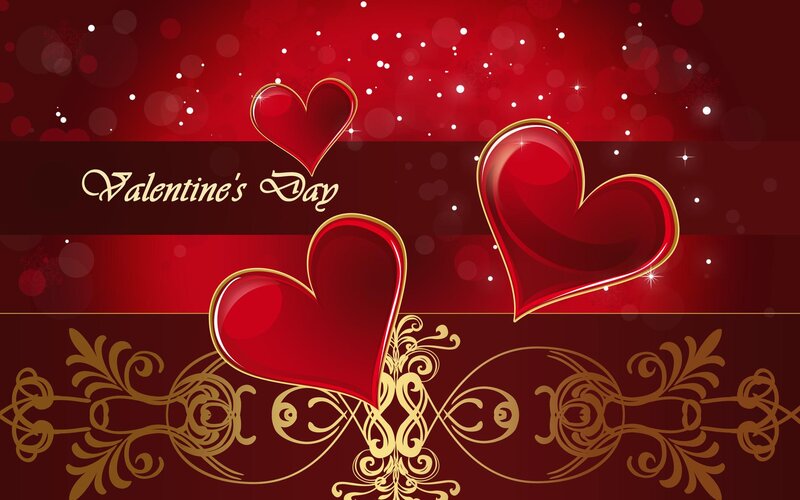 Red Hearts on Red Background — Romantic, Digital Art