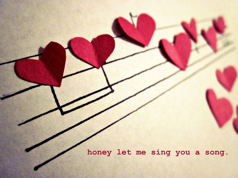 Red Hearts on Sheet Music