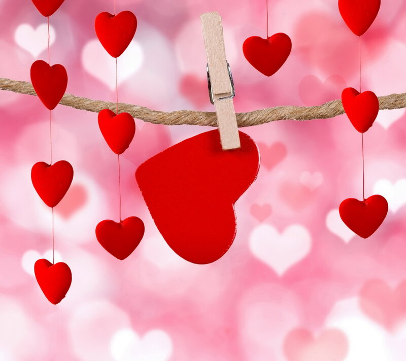 Red Hearts on String — Romantic, Photograph