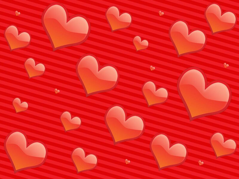 Red Hearts on Striped Background — Festive