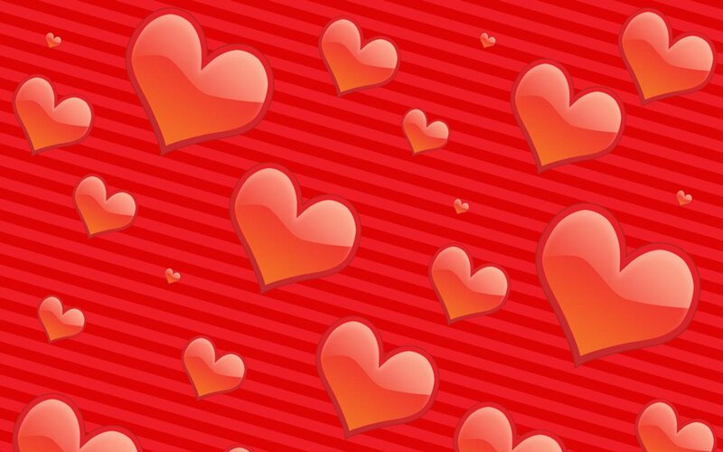 Red Hearts on Striped Background — Festive, Vector Art, Stripes