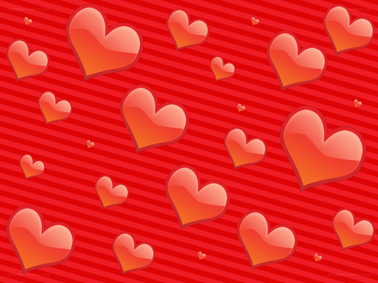 red hearts on striped background