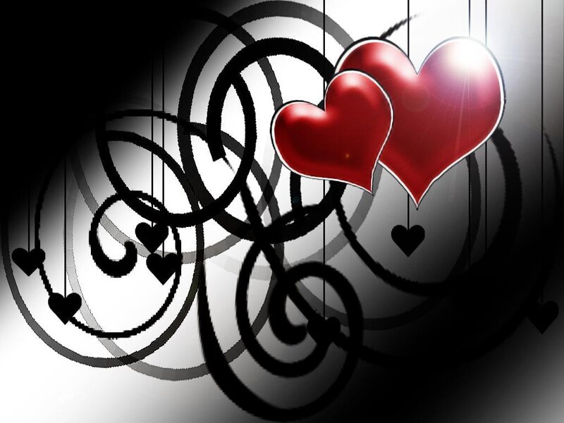 Red Hearts on Swirls