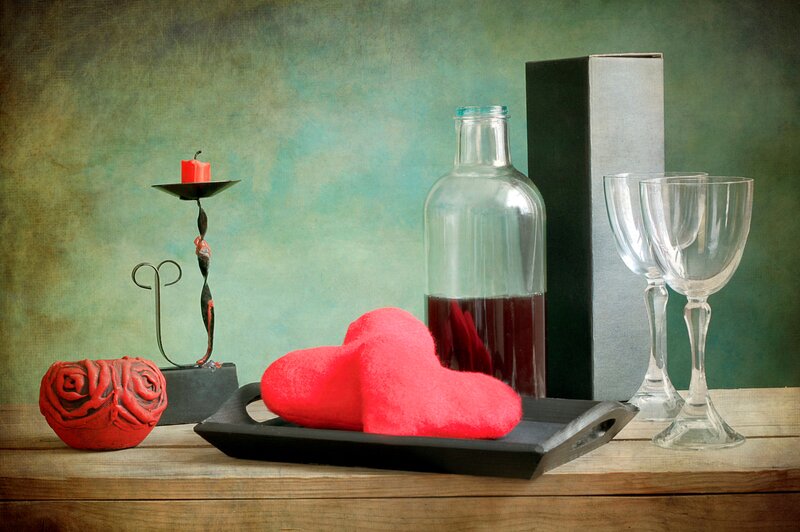 Red Hearts on Tray