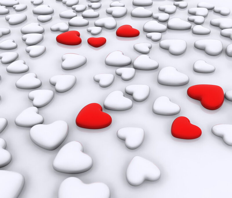 Red Hearts on White Surface