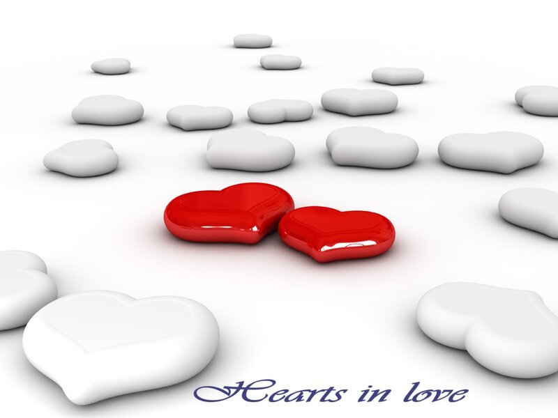 Red Hearts on White