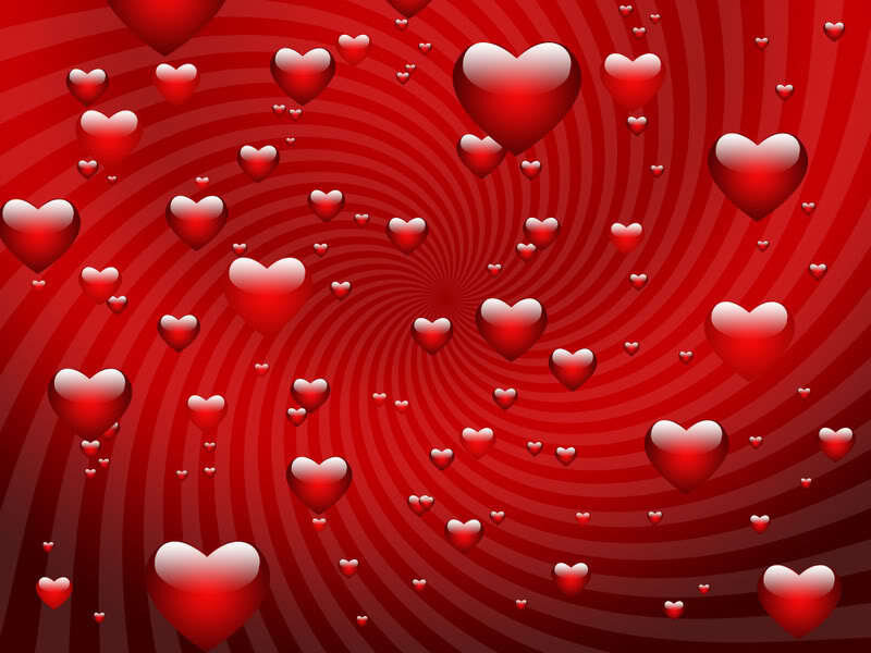 red hearts swirling in spiral
